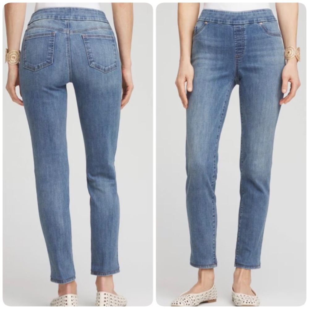 Chico's Size 0.5/6R Jegging Medium Blue Wash Stretch Skinny Jeans Pull-On